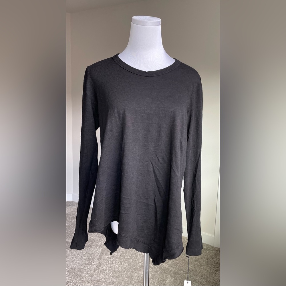 WILT - Slant Hem Tunic Crew Long Sleeve Black, size XS, NWOT